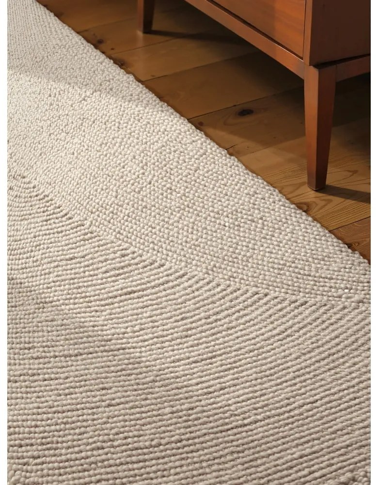 Wełniany chodnik tkany ręcznie w jasnym naturalnym kolorze 80x200 cm Eleni Natural White – Hanse Home