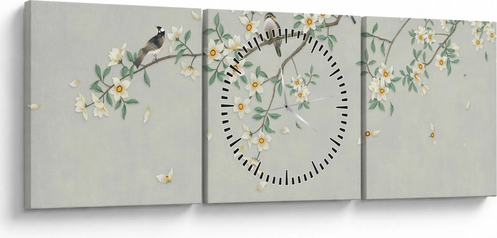 Obraz - Ptasie gniazdo (z zegarem) (90x30 cm)