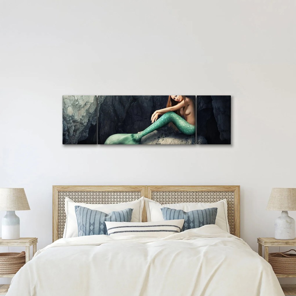 Obraz - Syrenka na skale (170x50 cm)