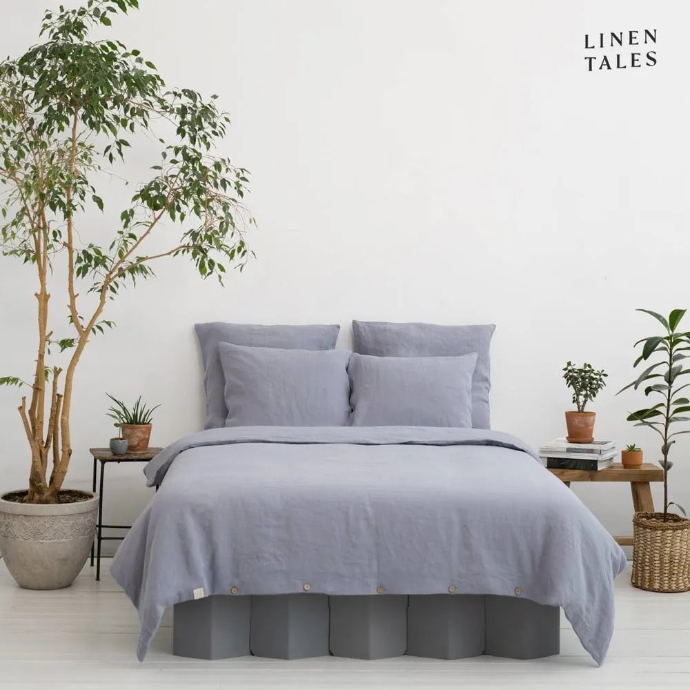 Jasnoszara pościel jednoosobowa z włókna konopnego 135x200 cm – Linen Tales
