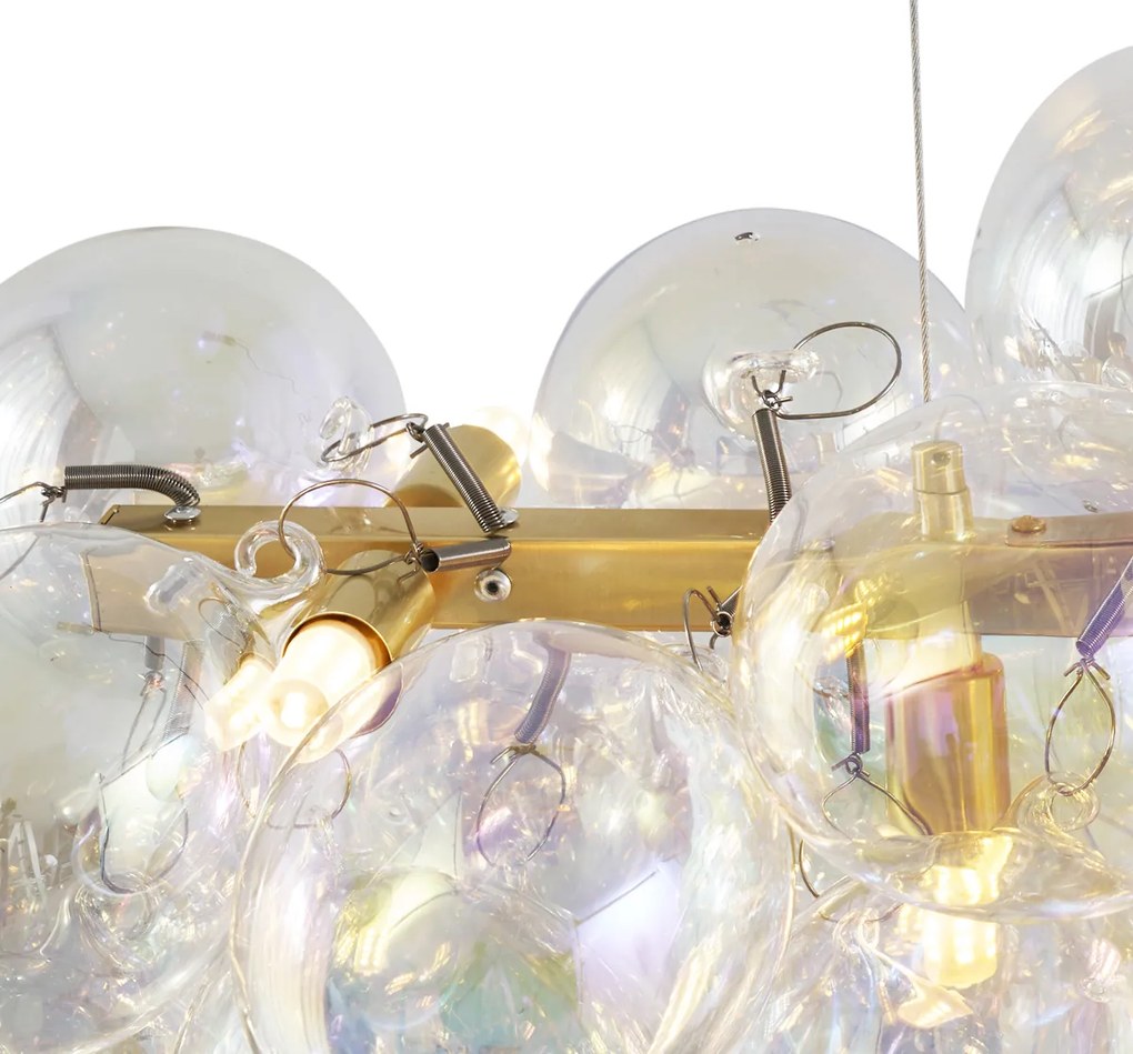 Designerska lampa wisząca złota z tęczowym szkłem 8-punktowa - Uvas