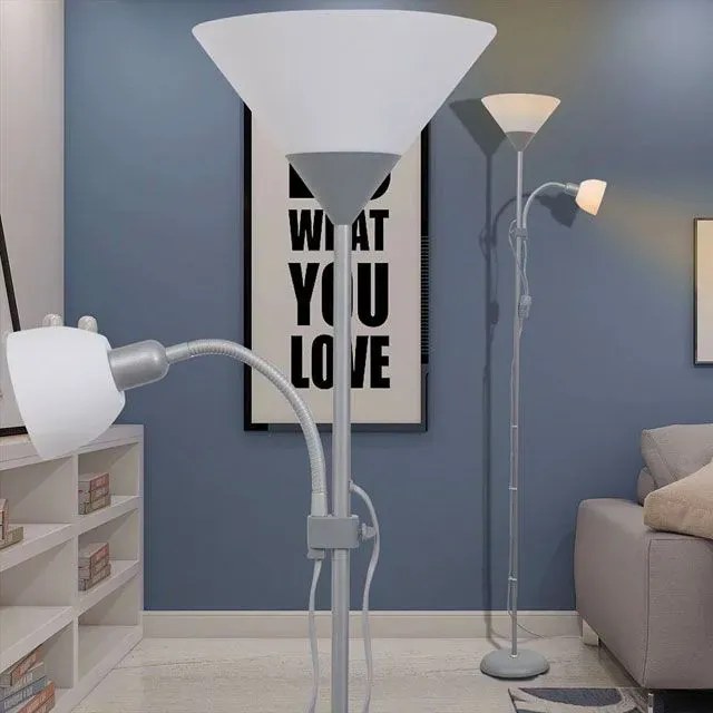 Szara lampa podłogowa dwupunktowa - 5X EX06 K7-G57