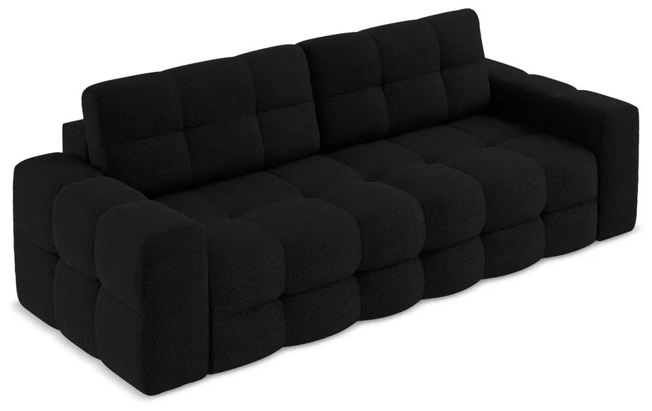 Czarna rozkładana sofa z materiału bouclé 255 cm Milu – Makamii