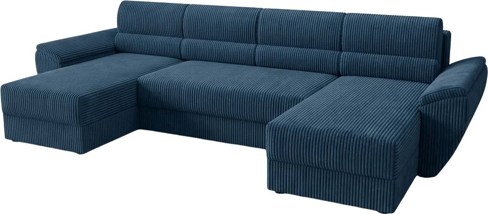 PROMOCJA Rozkładana sofa w kształcie U TAVERO 321x140 cm, ciemnoniebieska II. gatunek