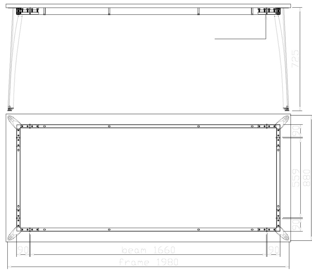 Stół konferencyjny do biura PRIMO OMEGA, 200x90 cm, biała podstawa, buk