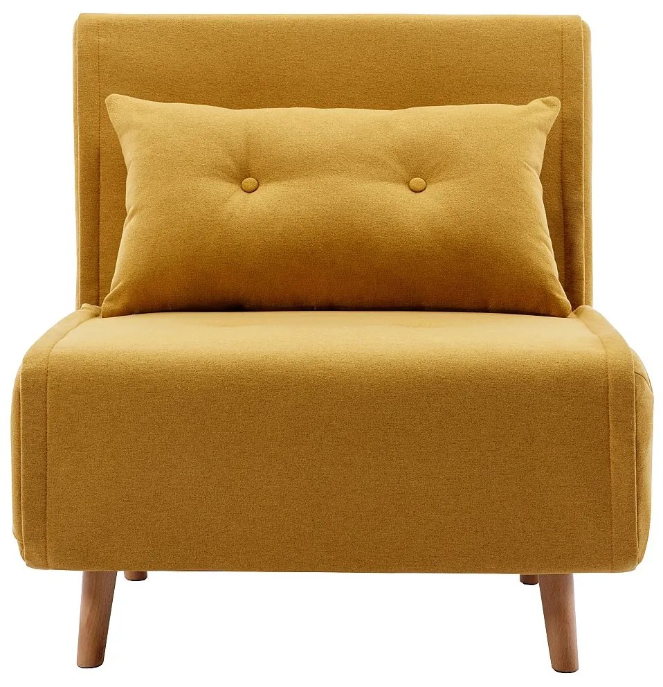 Fotel rozkładany tapicerowany żółty musztardowy URIBIA