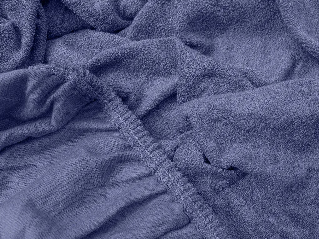 PrzytulneMieszkanie.pl Frotte prześcieradło granatowe 160 x 200 cm