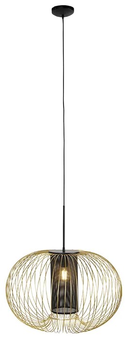 Designerska lampa wisząca złota z czarnym 60 cm - MarnieDesignerski Oswietlenie wewnetrzne