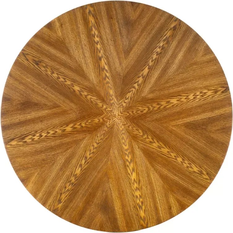 Nowoczesny okrągły stół z czarną nogą Carma 100 cm z blatem MDF w kolorze naturalnego drewna
