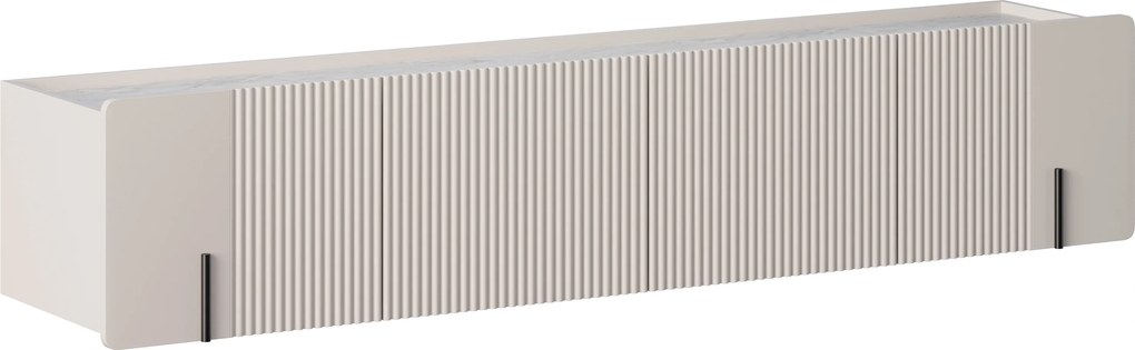 Szafka RTV Malmi 200 cm wisząca - kaszmir / crema bianca / czarny