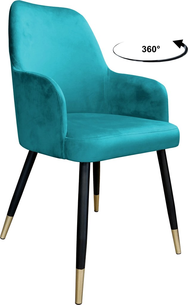 Krzesło WESTA tkanina Welur noga metalowa elegancki styl loftowy : Kolor nogi - Czarno-złota stożek, Kolor tkaniny - VELVET - MG20, Typ siedziska - Siedzisko obrotowe 360°