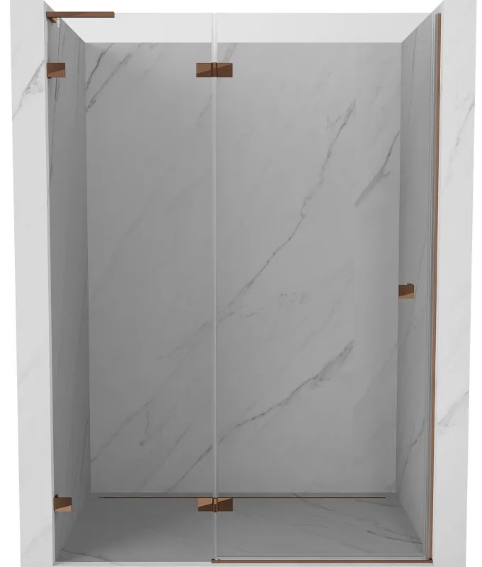 Mexen Lunar L drzwi prysznicowe uchylne lewe 130 cm, transparent, różowe złoto - 834L-130-000-60-00-L