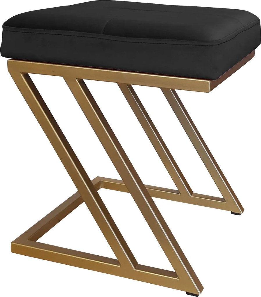 Pufa ZETA tkanina Welur loft ławka podnóżek metal : Kolor Stelaża - Złoty, Kolor tkaniny - VELVET - MG19, Typ tkaniny - Velvet