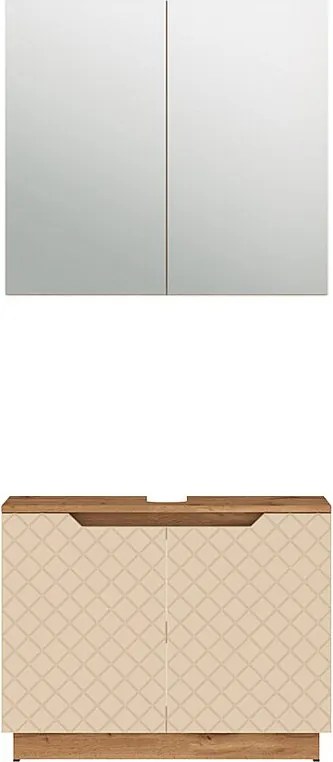 Zestaw mebli łazienkowych dąb/kaszmir ze strukturą płytek 79.6x32x62.1 lotta