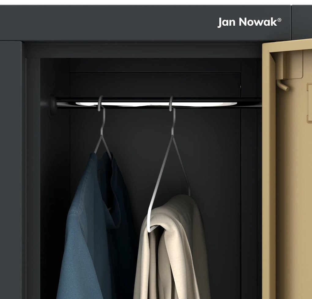 Szafa socjalna 6-drzwiowa IGOR, 900 x 1850 x 450 mm, Eco Design: antracytowa/ orzech