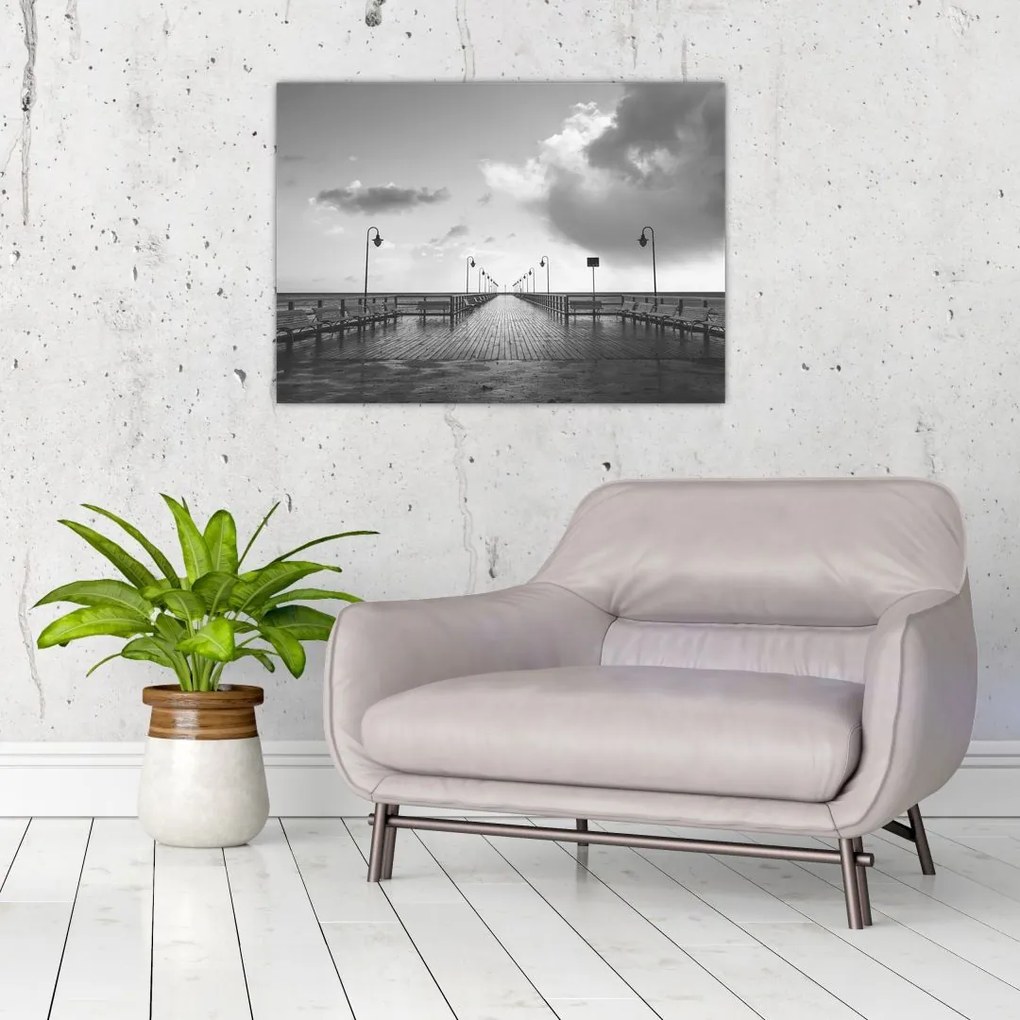 Obraz na szkle - Promenada nad wybrzeżem (70x50 cm)