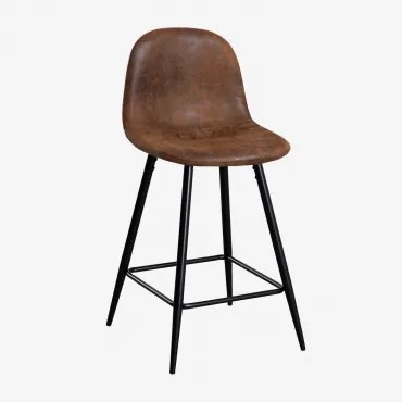 Wysoki Stołek Z Ekoskóry Glamm Café Vintage & ↑65 Cm & Negro - Sklum