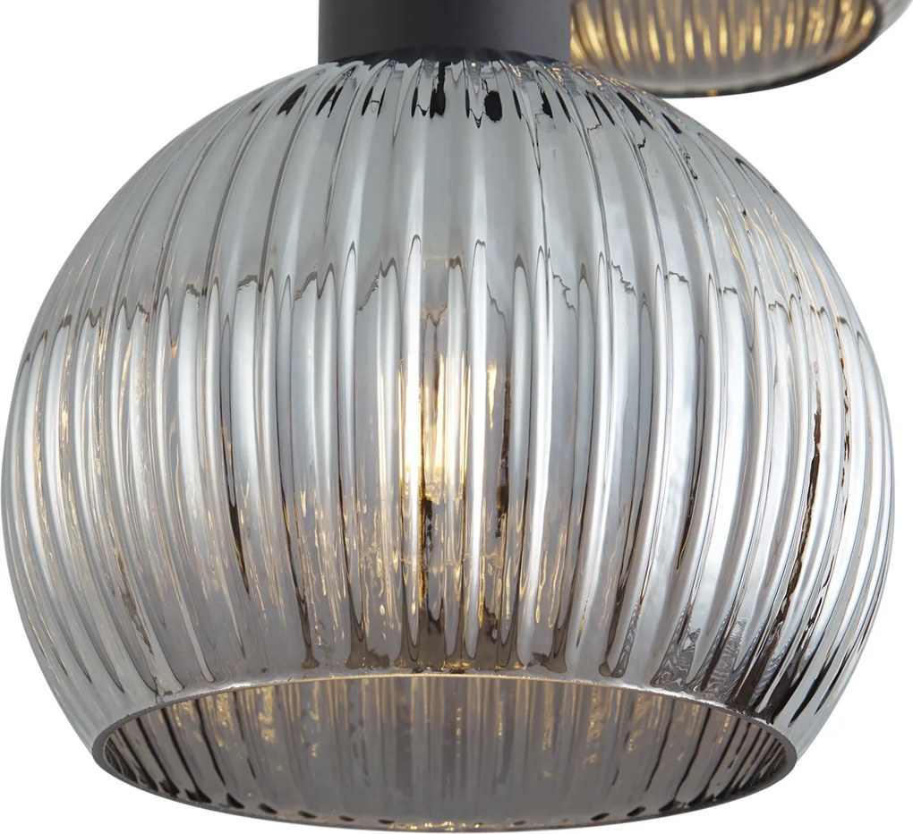 Inteligentna lampa wisząca czarna z przydymionym szkłem 3-punktowa z WiFi A60 - Ana