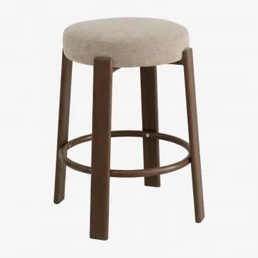 Taboret Wysoki 65 Cm Z Tkaniny Chenille I Żelaza Jolie Brązowy Ciemny Drewno & Brązowa Szenila Pszeniczna - Sklum