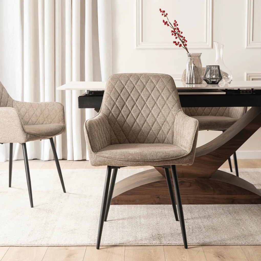 Krzesło Tapicerowane do Jadalni BRESSO 2 Beżowe Nowoczesne Loft