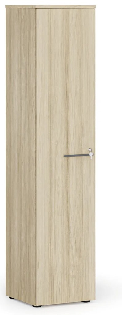 Szafa biurowa wąska PRIMO WOOD, 1781 x 400 x 420 mm, dąb naturalny