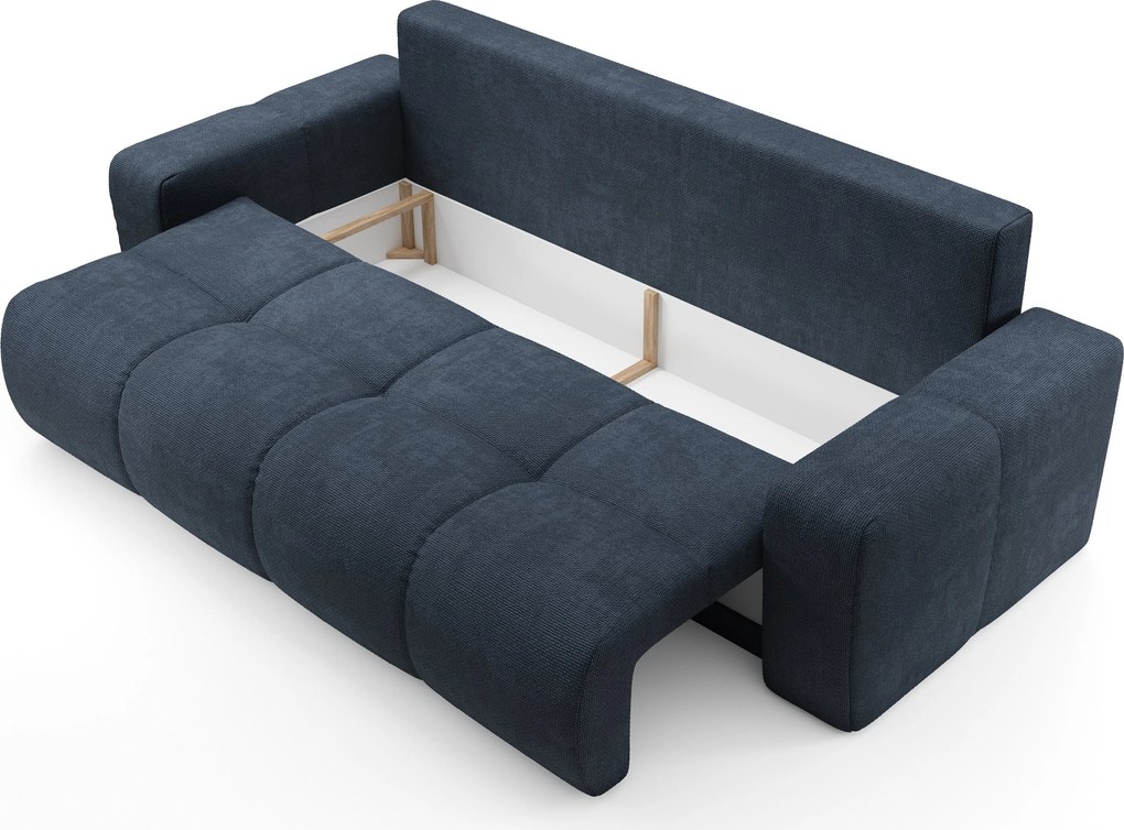 Masseno Sofa DUCA z funkcją spania i pojemnikiem na pościel, Rozkładana sofa - Granatowy, FLOW 22