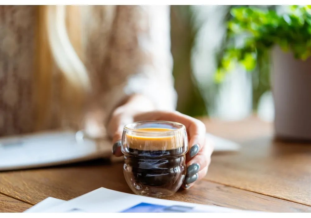 Szklane filiżanki zestaw 2 szt. na espresso/z podwójną ścianką 70 ml Sferico – Vialli Design