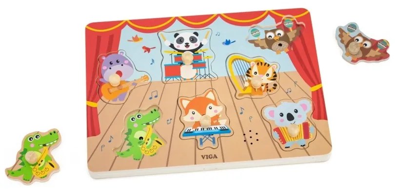 Viga puzzle dźwiękowe dopasuj muzykujące zwierzęta