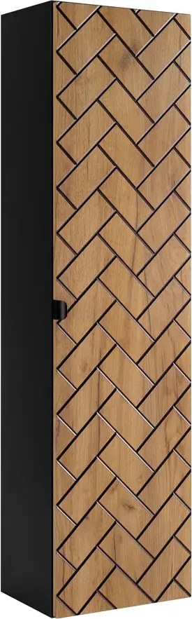 Wiszący słupek łazienkowy czarny + dąb craft złoty N4-B88