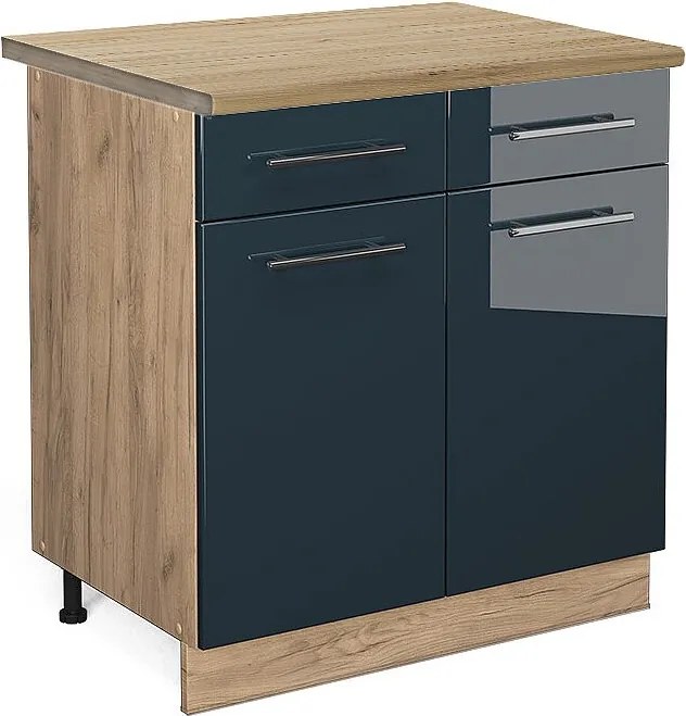 Szafka dolna do kuchni ciemnoniebieski wysoki połysk 80x60x82 fame-line