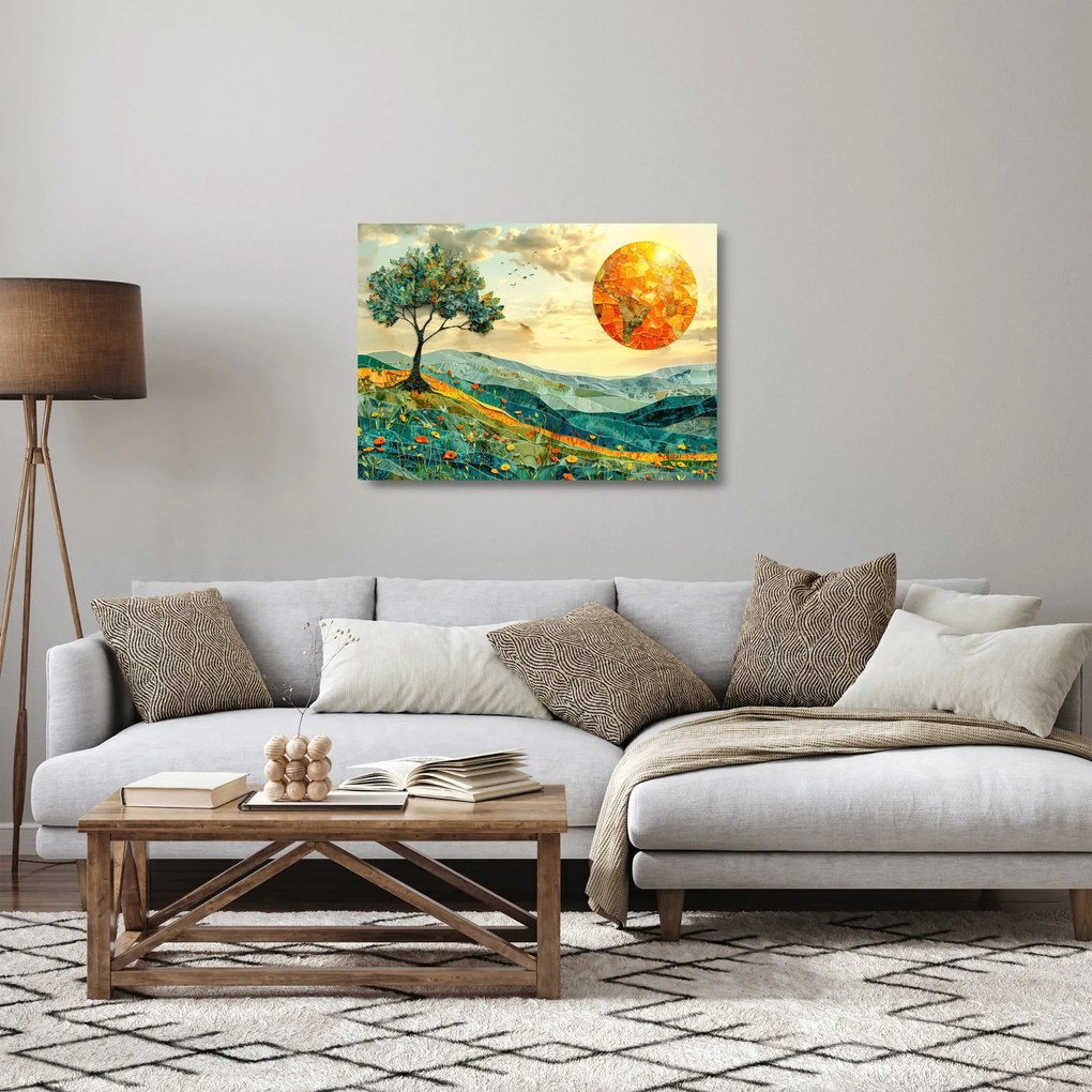 Obraz na szkle - Ilustracja krajobrazu (70x50 cm)