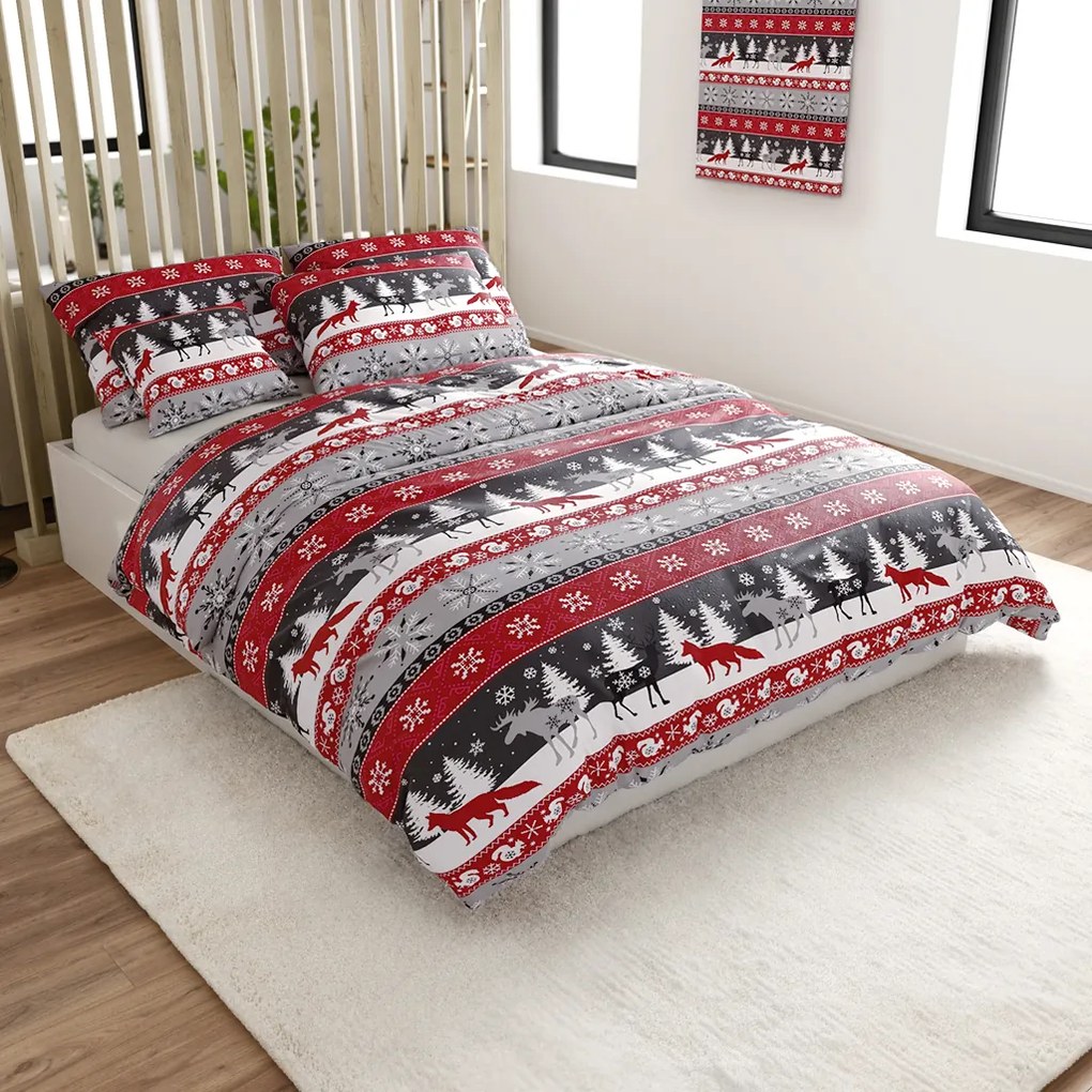 PrzytulneMieszkanie.pl PrzytulneMieszkanie.pl Pościel z mikropluszu SNOWY FOREST szara Rozmiar pościeli: 2 szt 70 x 90 cm | 200 x 220 cm