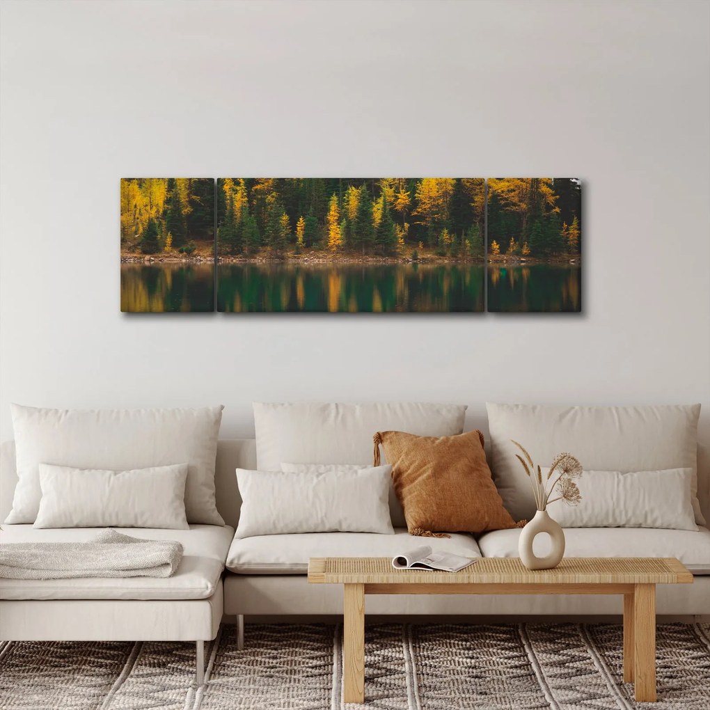 Obraz leśnego jeziora (170x50 cm)