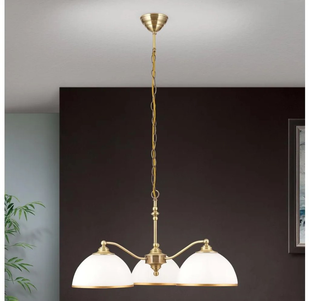 Orion LU 1838/3 - Żyrandol na łańcuchu OLD LAMP 3xE27/40W/230V biały/mosiądz