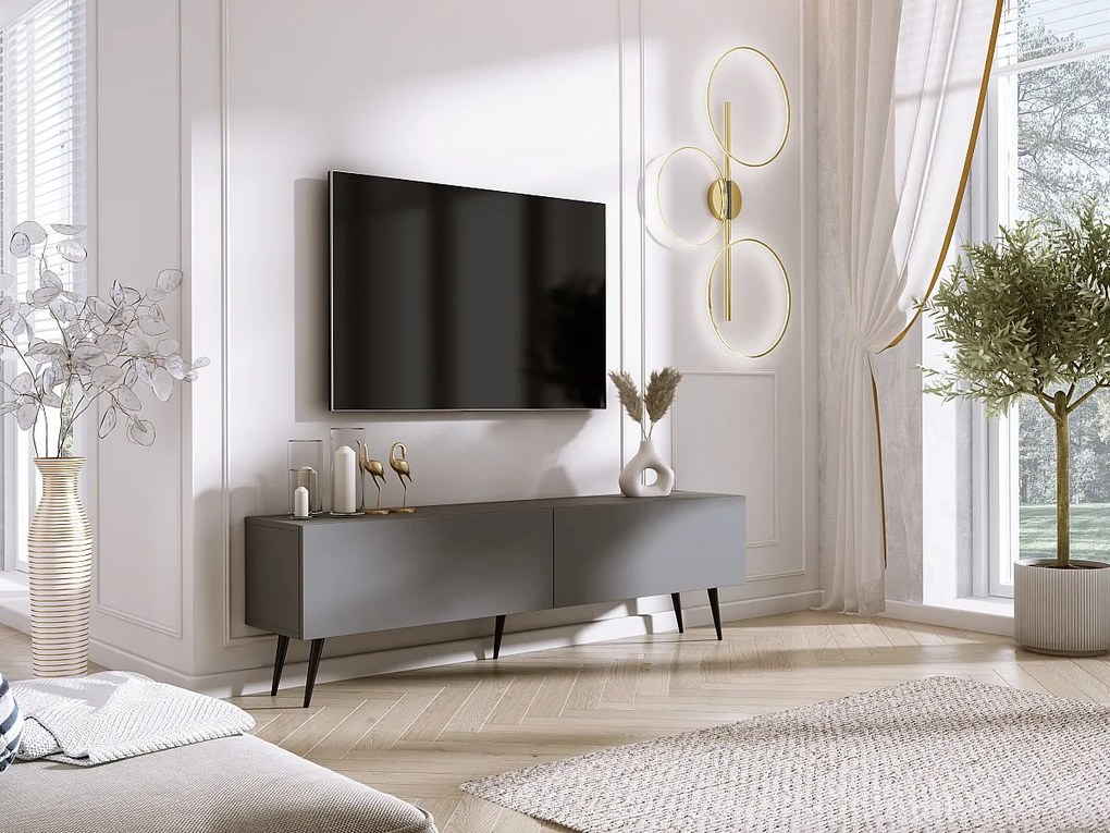 Szafka RTV: Antracyt, czarne nogi, 170 x 52 x 32 cm