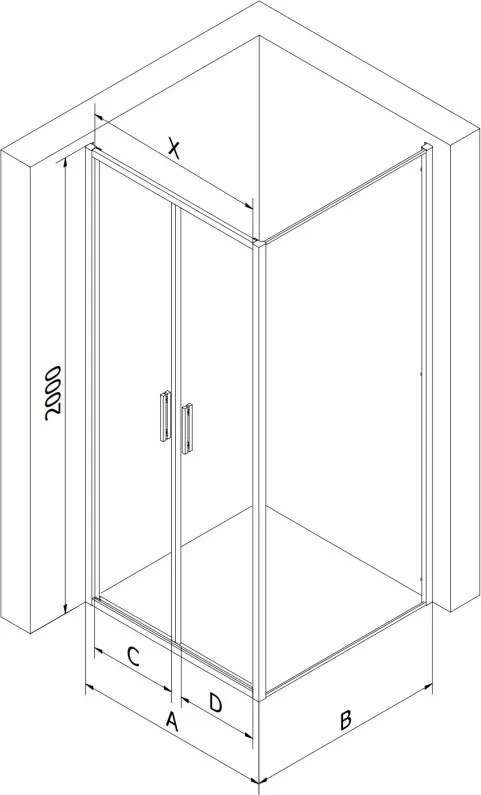 Mexen Exo-B Duo kabina prysznicowa uchylna 70 x 75 cm, transparent, chrom - 814-070-075-01-00