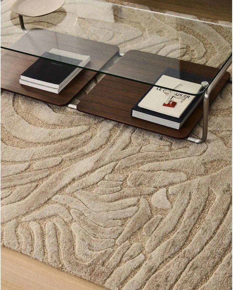 Beżowy dywan z mieszanki wełny tkany ręcznie 200x300 cm Tribet – Kave Home