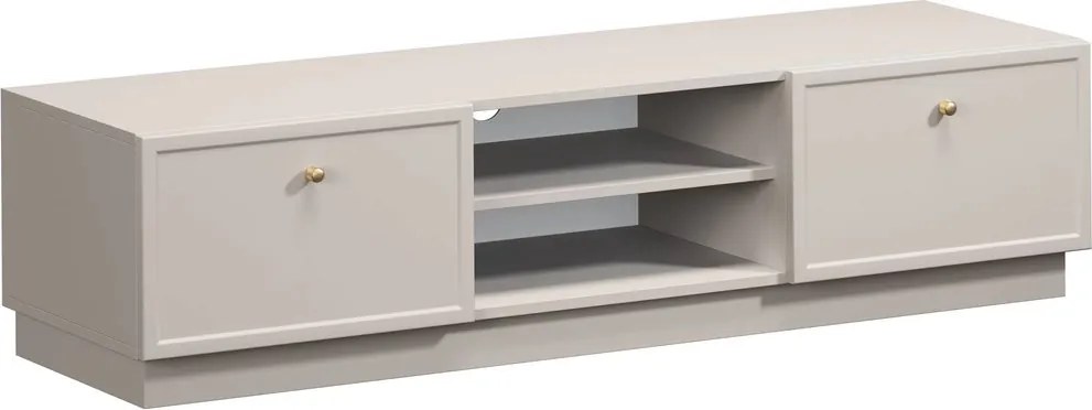 Szafka RTV Lorini 150 cm z szufladami - kaszmir / złote uchwyty
