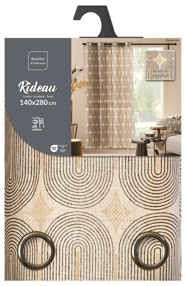 Czarno-beżowa zasłona 140x280 cm Ondine – douceur d'intérieur