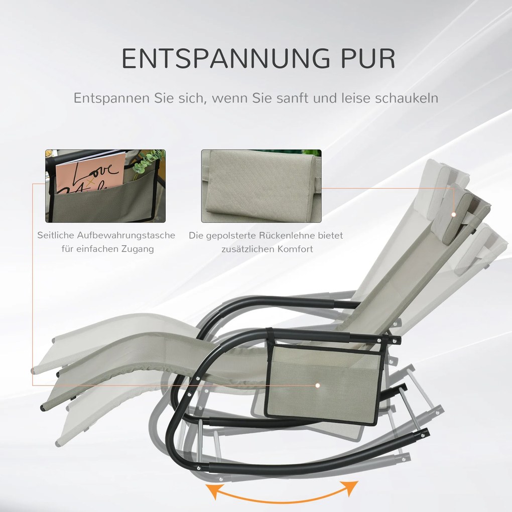 Krzesło Bujane Outsunny Fotel Ogrodowy Metalowa Siatka Komfort i Design Czarny Jasnoszary | Aosom PL