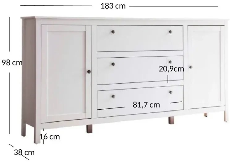 Biała Duża Komoda Z 3 Szufladami I 2 Szafkami F6-R69