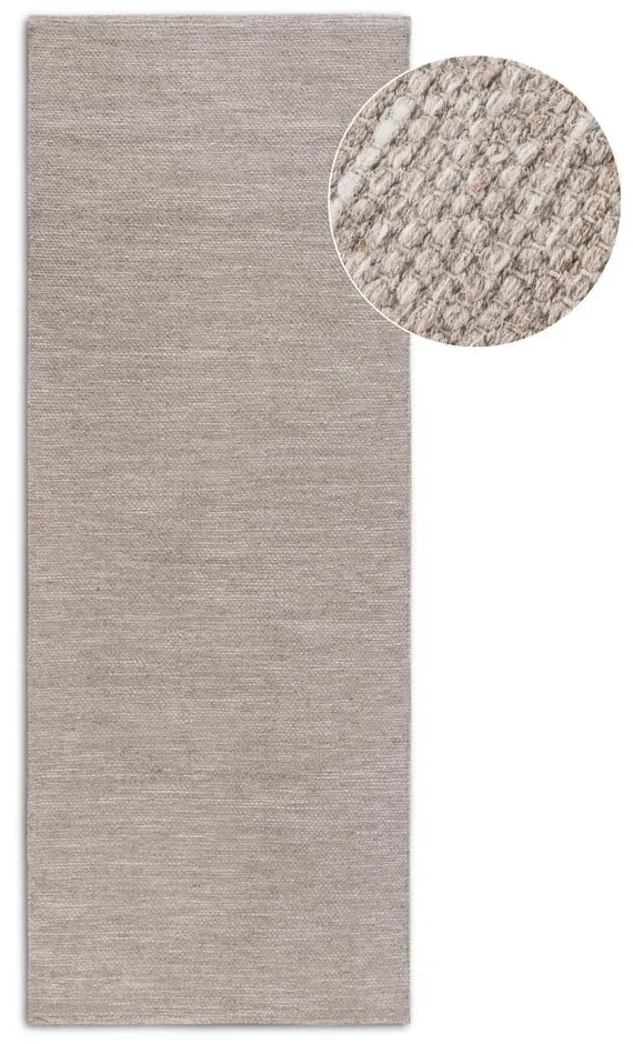 Beżowy chodnik z mieszanki wełny tkany ręcznie 80x200 cm Pradesh Linen White – Elle Decoration
