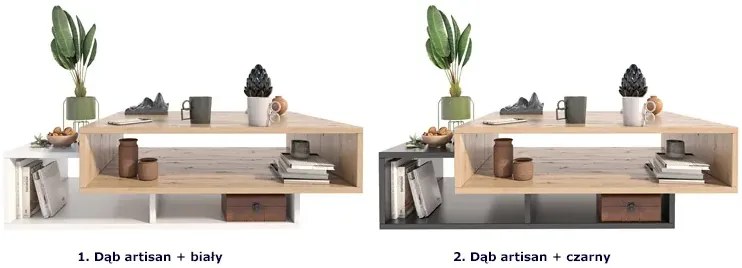 Nowoczesna Ława Do Salonu Dąb Artisan + Biały A1-W58