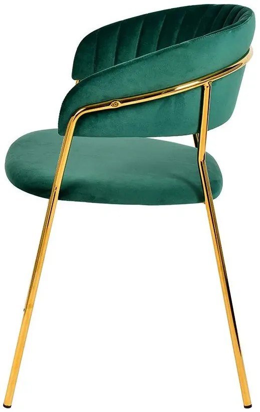 Zielone tapicerowane krzesło welurowe w stylu glamour H7-F48