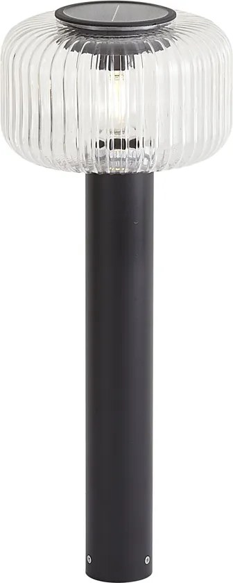 Nowoczesny słupek oświetleniowy ogrodowy czarny z żebrowanym szkłem, z LED, solarny IP65 - Ribble Mushroom