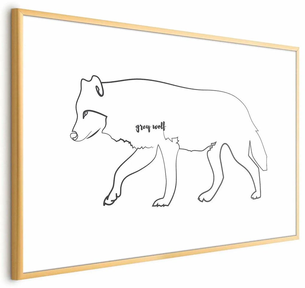Plakat Wilk 42x29,7 cm z ramą złotą bez marginesu ARTGEIST B