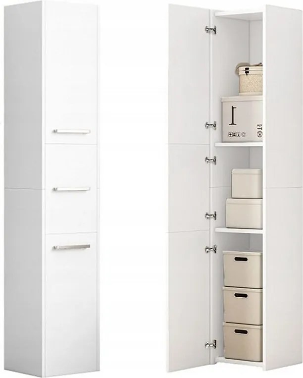 REGAŁ SŁUPEK BIAŁY NOWOCZESNY STOJĄCY WYSOKI 3 DRZWI 170cm SZAFKA ZAMYKANA