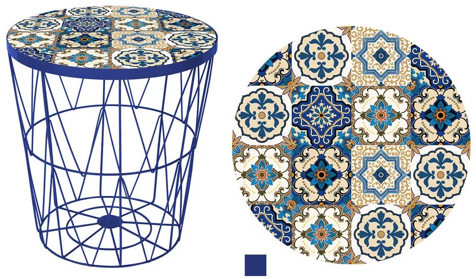 Stolik pomocniczy BOHO Ø 38 cm, niebieski