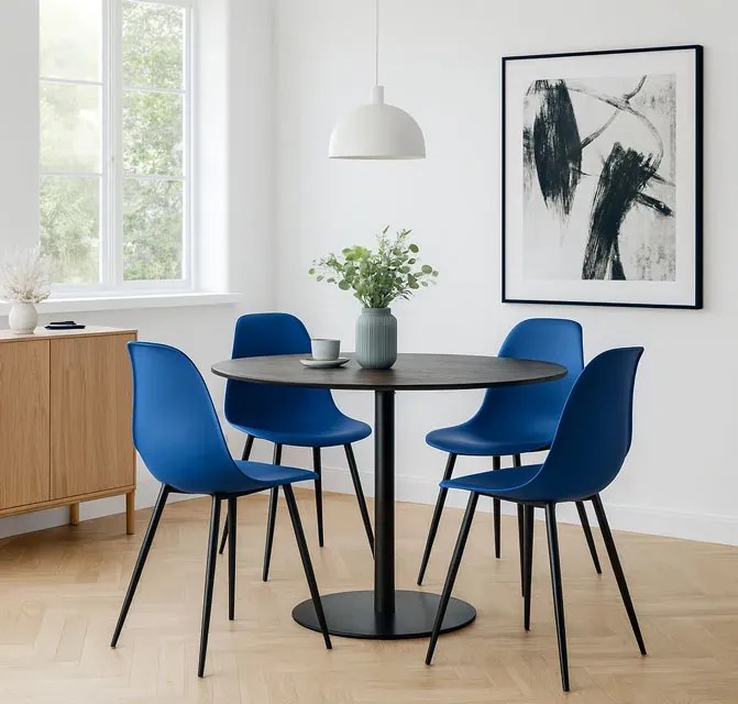 Niebieskie minimalistyczne krzesło metalowe M1-N61