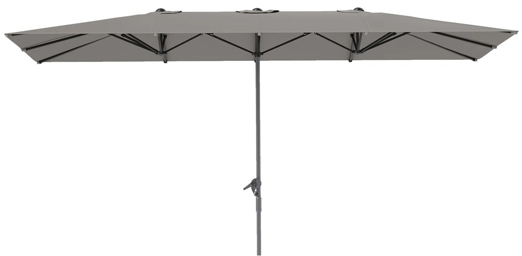Outsunny Podwójny parasol, 451 x 264 cm Parasol z systemem korbkowym, 12 metalowych prętów, Maszt aluminiowy, Ciemnoszary